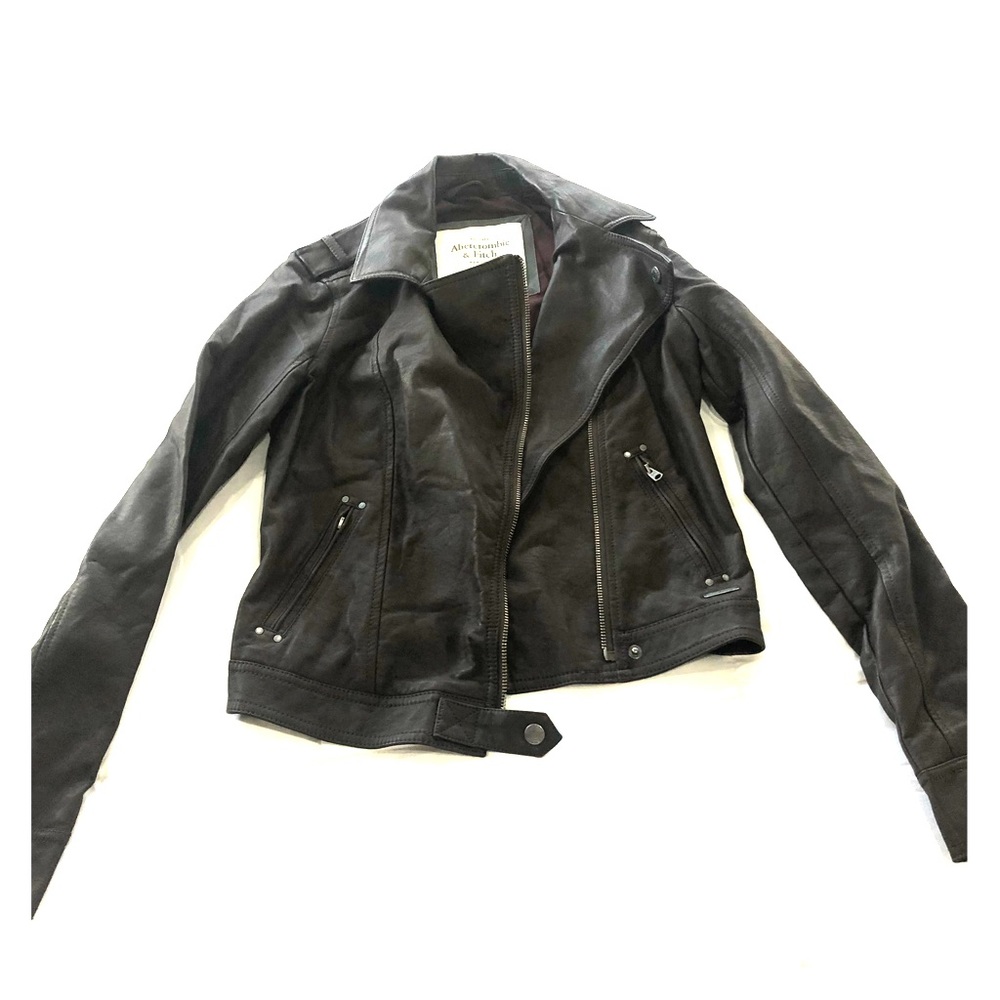 Abercrombie faux leather jacket in dark brown